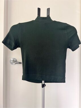 Babaton Forest Green Short Sleeve Mock Neck Top